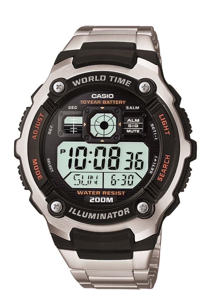 Men's AE2000WD-1AV Silver-Tone Multi-Functional Digital Sport Watch