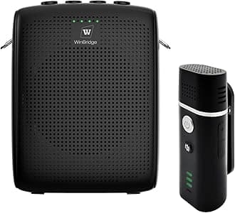WinBridge Portable Voice Amplifier with Bluetooth Lavalier Microphone,Teacher Mic with Speaker,Wireless Lapel Amplifier for Teachers, Clip On Microphone System Bluetooth Speaker,Mini Megaphone WB006