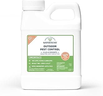 Outdoor Pest Control Spray Concentrate with Natural Essential Oils - Mosquito, Ant, Roach, and Insect Killer, Treatment, and Repellent - Safe Around Pets, Plants, Kids - 16 oz