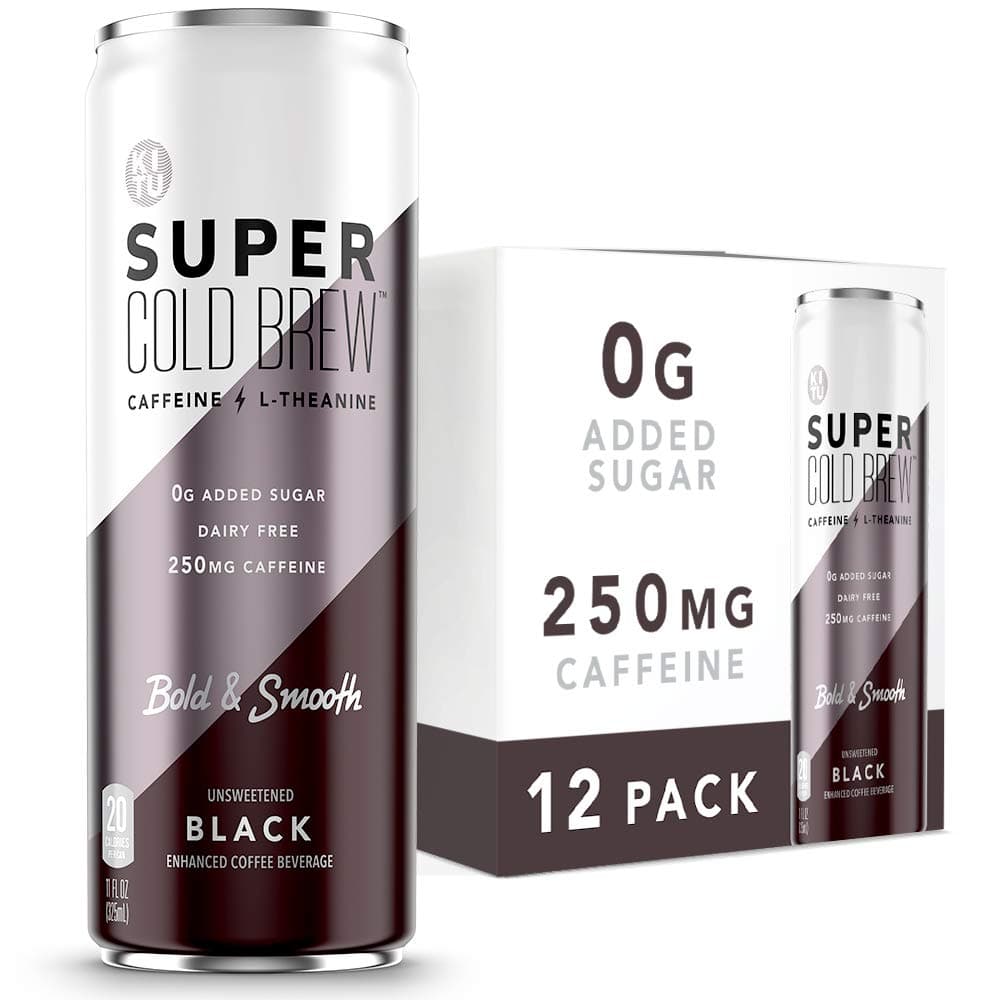 KITU Super Cold Brew, Cold Brew Coffee Cans (0g Sugar, 0 Calories) [Original] 11 Fl Oz, 12 Pack | Iced Coffee, Canned Coffee - Made by Super Coffee