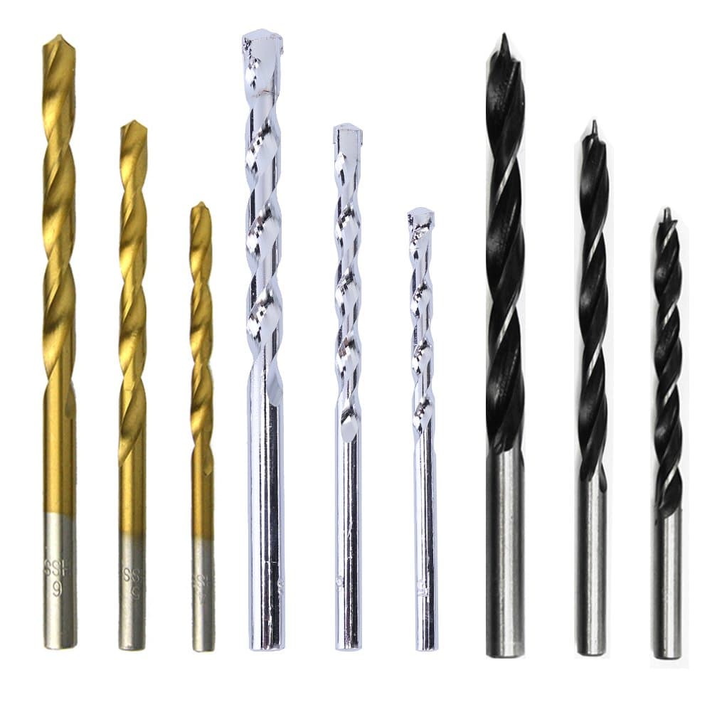 9 PCS Complete Drill Bit Set, Drills Through Metal, Aluminum, Masonry, Concrete, Tile, Brick, Wood, Plastic and A Lot More