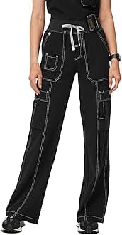 FIGS Yendi High Waisted Cargo Jogger Scrub Pants for Women — High Rise, Classic Fit, Wide Leg, 9 Pockets — Amazon Exclusive