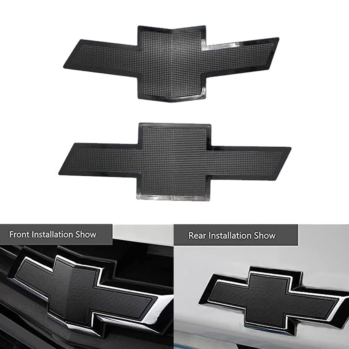 Front & Rear Black Bowtie Emblems Compatible with Chevy Cruze 2016-2018 Bumper Badges Decal