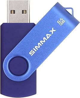 64GB Memory Stick USB 2.0 Flash Drives Swivel Thumb Drive Pen Drive (64GB Blue)