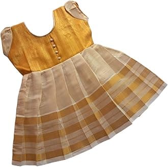 LOTUS ETHNICBaby Girl's Kerala Tissue Cotton Frock Pattu Pavadai LEHENGA CHOLI Chaniya Choli (0-5 Years)