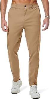 JMIERR Men's Chino Pants Casual Elastic Waist Tapered Golf Trousers