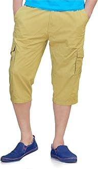 0-DEGREE Men's Regular Fit Three Quarter Relaxed Shorts Khakhee 34 Inch Waist, Khaki