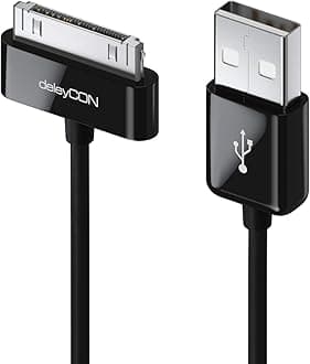 deleyCON 1 m 30-Pin USB Cable Dock Connector Sync Cable Charging Data Cable Compatible with iPhone 4s 4 3GS 3G iPad iPod - Black