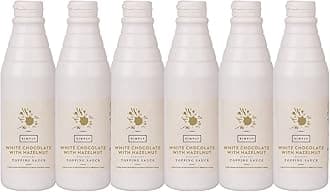 White Chocolate with Hazelnut Flavouring Topping Sauce, Ready to Use Dessert Sauce for Ice Cream, Waffles, Pancakes, Coffee & Milkshakes 1kg (Pack of 6)