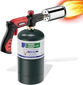 Sondiko Powerful Grill & Cooking Propane Torch L8010, Sous Vide, Campfire Starter, Adjustable Wood Torch Burner for Searing Steak, BBQ, Welding(Red & Black) Propane Tank Not Included