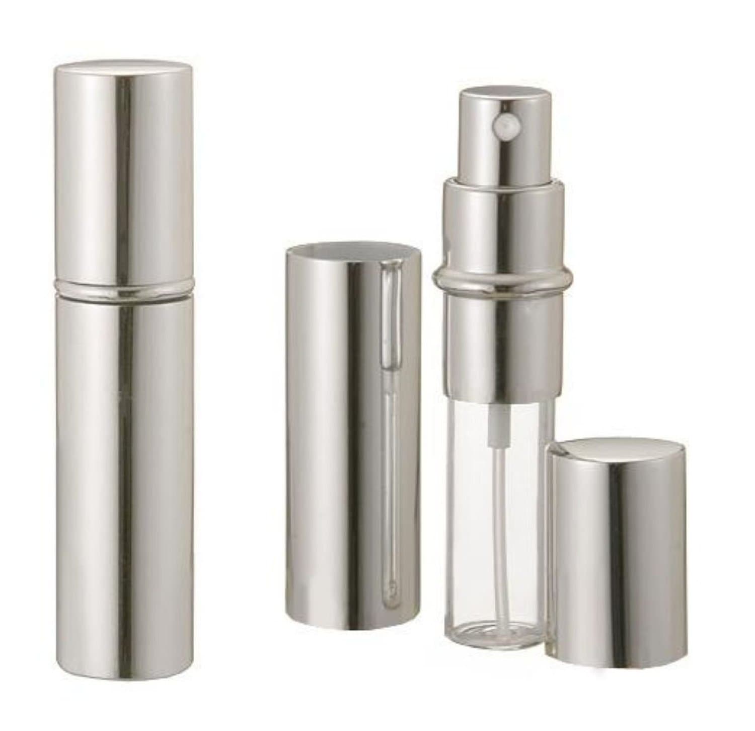 DBCY 10 ML Silver Metallic Perfume Atomizer Spray for purse or travel Refillable