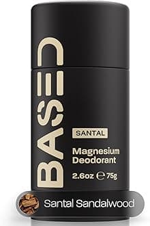 BASED Performance Deodorant For Men, All Day Odor Protection, Aluminum Free with Magnesium, Beeswax & Shea Butter, Paraben-Free, Naturally-Derived Santal Sandalwood Scent