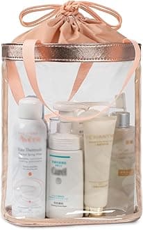 Transparent Toiletry Bag, TSA Approved Toiletry Bag for Travel, Waterproof Makeup Cosmetic Bag for Men and Women, Medium (1 Piece), Travel Waterproof Cosmetic Bag for Women, Rose Gold, Medium(1pc