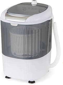 COSTWAY Portable Washing Machine, 2 in 1 Mini Single Tub Washer Spin Dryer with Timing Function, Compact Wash Machines for Flats, Dorm, RV, Camping (Grey)