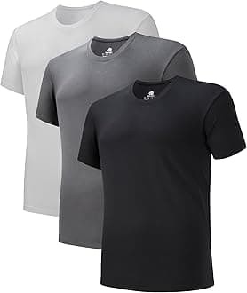 DAVID ARCHYMen's Undershirts Micro Modal Ultra Soft T-Shirts Stretch Moisture-Wicking Crewneck/V-Neck Tees for Men, 3-Pack