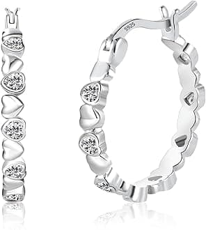 ASH'S CHOICE Hoop Earrings for Women, 925 Sterling Silver Hoop Earring mit AA...