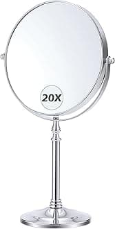 MIYADIVA Magnifying Mirror 20x, Double Sided 1X & 20X Magnifying Mirror on Stand, Large Tabletop Magnified Vanity Mirror, Magnified Mirror with 360°Rotation for Bathroom or Bedroom,8 Inches
