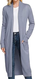 GRACE KARIN Essential Solid Open Front Maxi Long Knitted Cardigan Sweater for Women