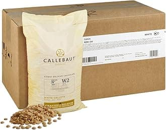 White Belgian Baking Chocolate Callets - 29.5% Cocoa Butter, 6.3% Milk Fat, 16.7% Milk - Good For Cakes, Baking Chocolate, Mousse, Truffle & Fillings - 2 Bags 44 lbs (10Kg)