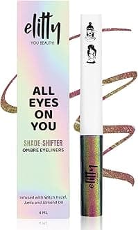 Elitty Holographic Eyeliner 4g - Celestial With Ombre Shimmery Finish | Long Lasting, Waterproof, Smudge Proof Liquid Eyeliner | Quick Drying Formula With Monochrome Effect - Shade (Pink-Copper)