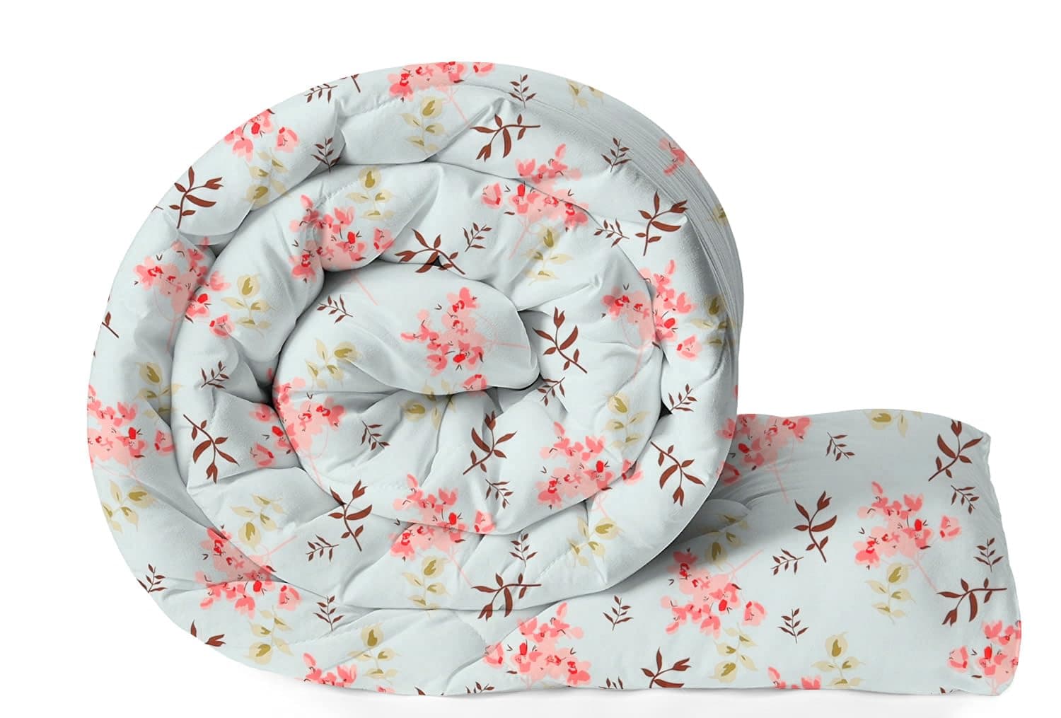 BSB HOME 220 GSM Reversible Microfiber AC Comforter/Duvets for Mild Winter | All Season King Size 3 Layered Quilted Blanket for Double Bed (220 cm x 240 cm, Modren, Floral Aqua and Pink