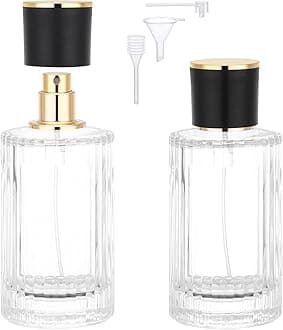 Segbeauty 3.4oz Glass Spray Bottle Refillable Perfume Atomizer, 2pcs Large Empty Bottle Sprayer for Perfume Refill Tool, 100ml Vintage Fine Mist Travel Cologne Atomizer, Travel Bottles for Toiletries