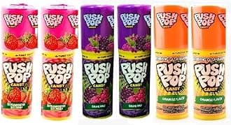 Push Pop Candy Variety Assorted Flavours (Strawberry, Grape Rage, Orange) Each 10gm (Pack Of 6)