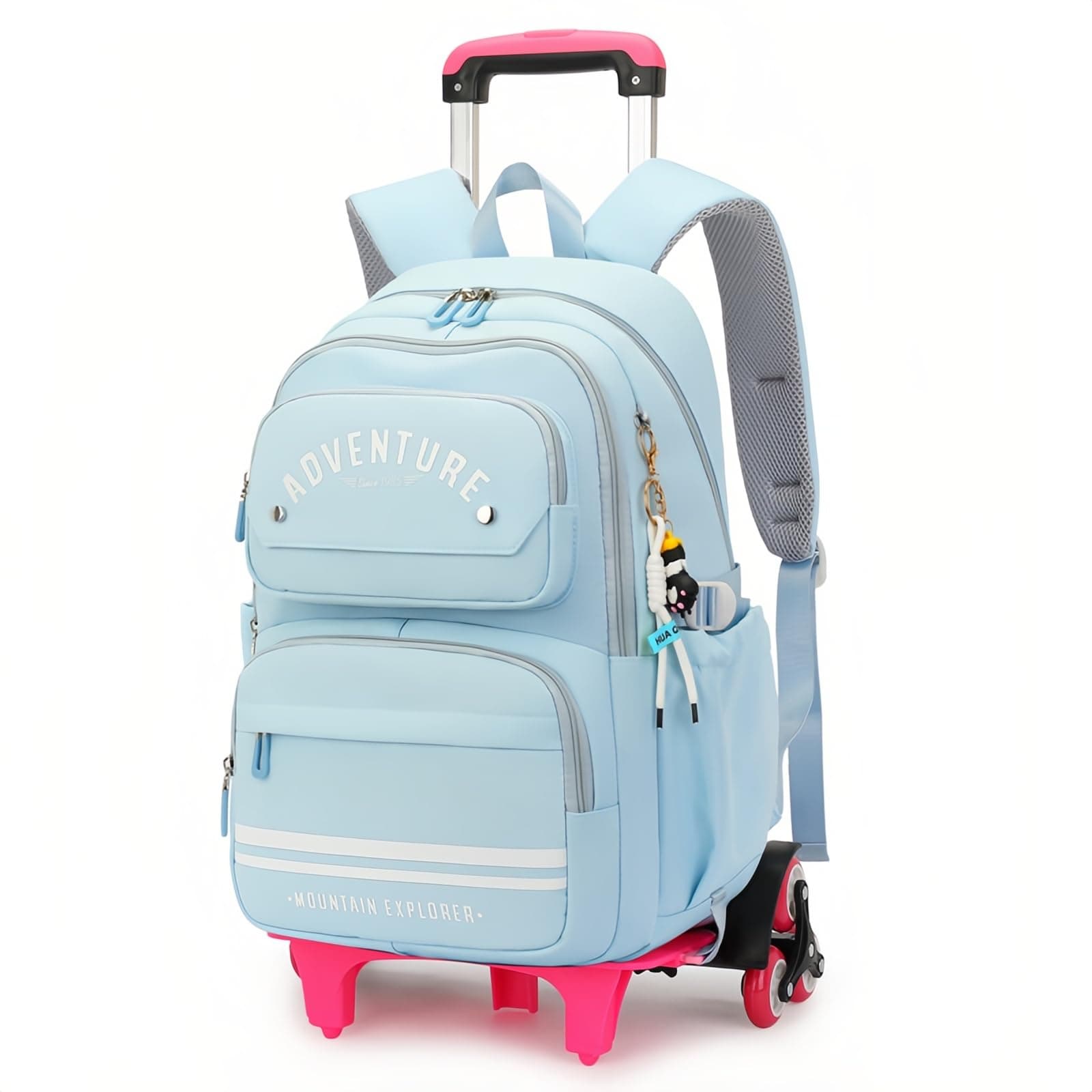 Rolling Backpack for Girls Kids Backpack with Wheels Roller Bookbag Trolley School Bag Wheeled Bag