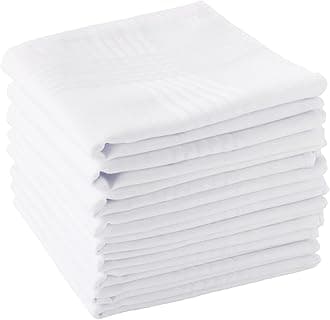 Scotamalone Men's Handkerchiefs 100% Soft Cotton White Hankie Hankerchieves