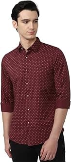 Peter England Men's Everyday Ditsy Print Slim Fit Full Sleeve Casual Shirt | 100% Cotton
