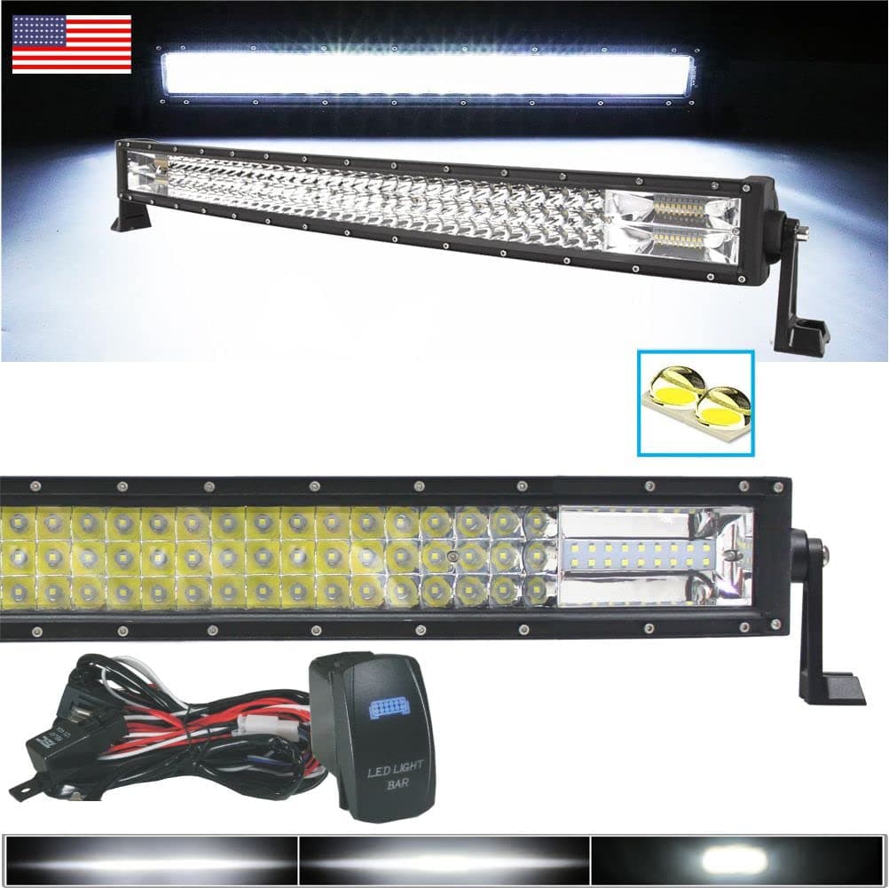 No.1 32" Pro Tri-Row Curved Led Light Bar 405w 40500LM 7D Spot Flood Combo Beam for Off Road ATV AWD SUV 4WD 4x4 RZR Can Am