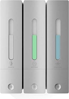 Shampoo and Conditioner Dispenser - Wall-Mounted 3-Chamber Shower Soap Dispenser, No-Drill, 1200ML Capacity, for Bathroom & Hotel