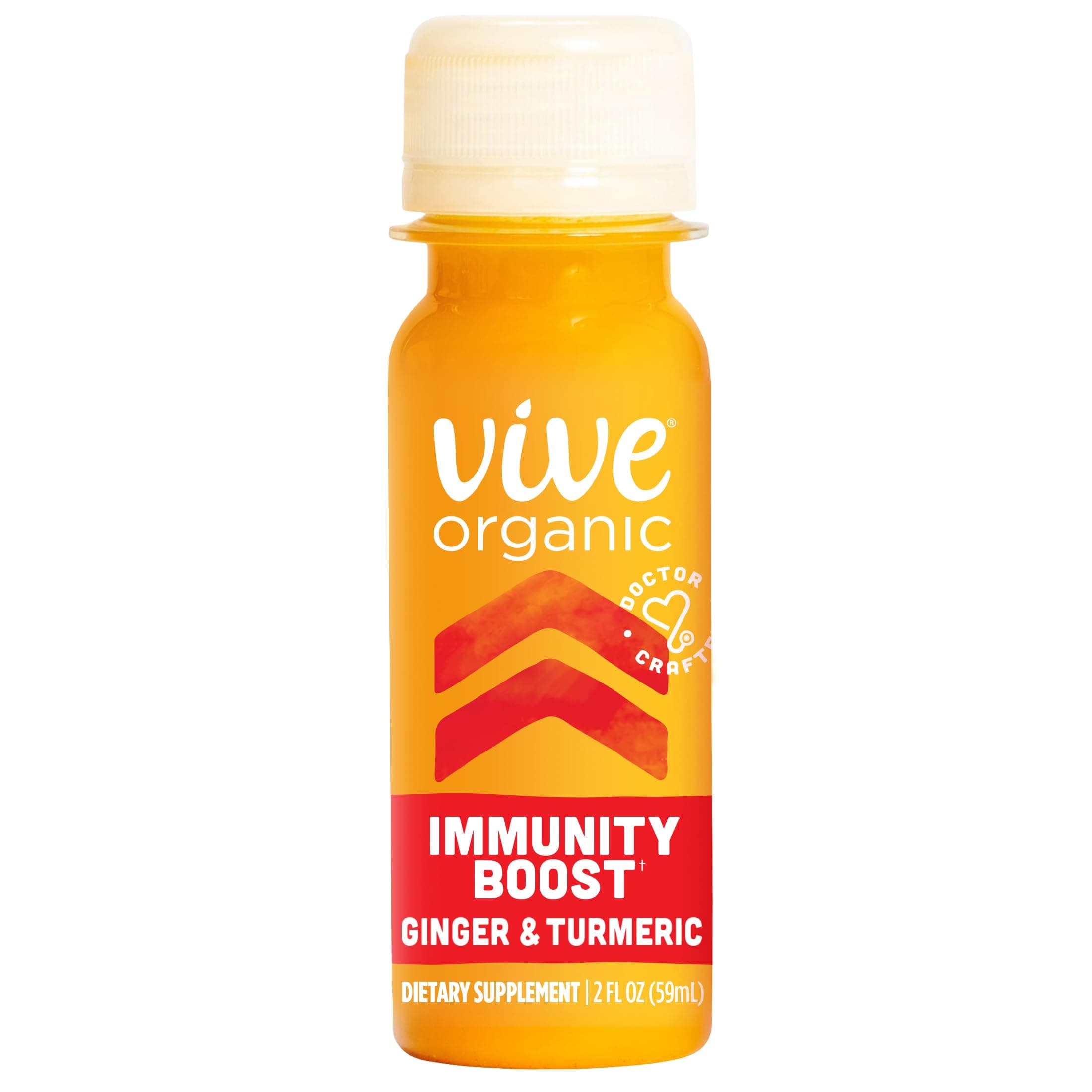 Vive Organic Immunity Boost Original (2 oz) Immunity Wellness Shot with Cold-Pressed Ginger, Turmeric, Echinacea & Black Pepper - USDA Organic & No Added Sugars or Artificial Ingredients, Yellow