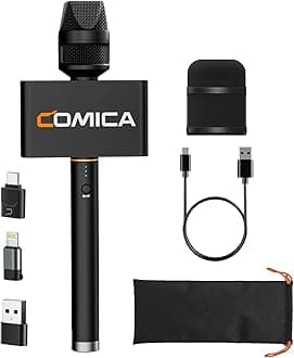 COMICA Revo S Wireless Handheld Microphone, Professional Handheld Interview Mic for iPhone16 15, Android Phones Laptops PC with USB-C Plug, Reporter Mic for Content Creators, Interviews, Reporting