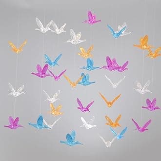 Creative DIY Flying Bird Decorative Hanging Ornaments for Ceiling Light Kindergarten Shopping Mall Home Window Decoration (10, Colorful Set)