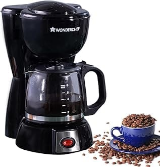 Wonderchef Onyx Brew Coffee Machine, Borosilicate Glass Carafe, Anti-Drip System, Fitered Water Drip Coffee Tank, 2 Years Warranty