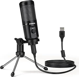 Maono AU-PM461TR USB Condenser Mic for PC and Singing, Recording Microphone with Mic Gain for Gaming, Podcast, Studio, Vlogging