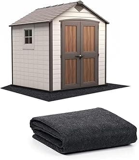 10.2 * 8.2 FT Outdoor Storage Shed Mat, Waterproof & Dustproof, Anti-Slip, Tan and Gray