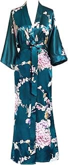 Women's Satin Kimono Robe Long - Floral