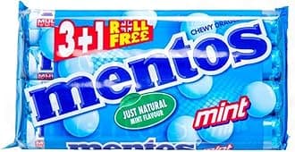 Mentos Chewy Dragees Mint Flavour 3+1 Roll Free Pack Of 2, 200 Gram