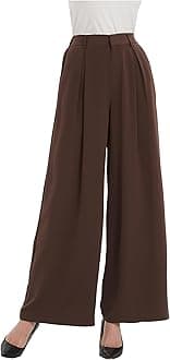 Tronjori Women High Waist Casual Wide Leg Long Palazzo Pants Trousers Regular Size