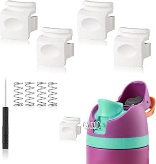 4pcs Replacement Button Compatible with Owala FreeSip 24oz 32oz, BPA-Free Water Bottle Lid Mouth Push Button Switch Replacement Parts for Owala 19/24/32/40oz Bottle Accessories, White