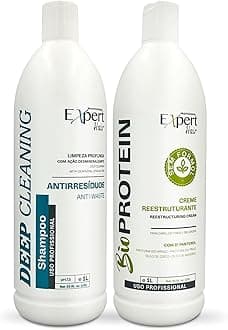 Expert Hair Bio Protein Restructuring Cream and Deep Cleaning Shampoo, Brazilian Keratin Treatment Kit for All Hair Types, Formaldehyde-Free, Sulfate-Free, Vegan, Eco-Friendly, Shiny Hair