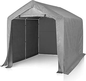Outvita Outdoor Portable Storage Shed Tent, 8x8 ft Waterproof Carport with Roll-Up Zipper Door and Durable Galvanized Steel Frame, Ideal for Motorcycle, GTV, Bike, Wood Tool Lawn Mower Storage