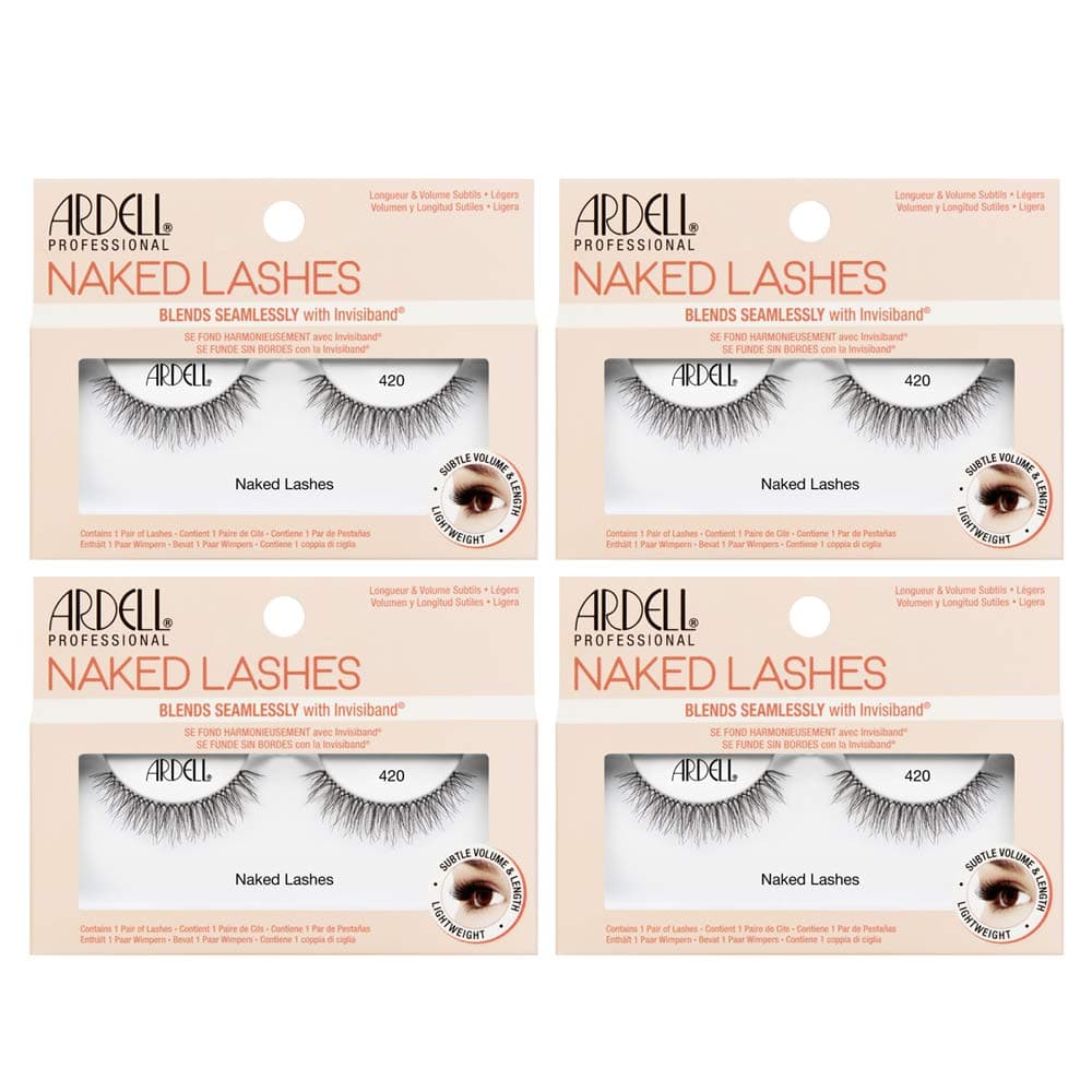 Ardell Naked Lashes 420 – Lightweight Natural Look False Eyelashes, Seamless Blend Strip Lashes with Invisiband, 4 Pairs