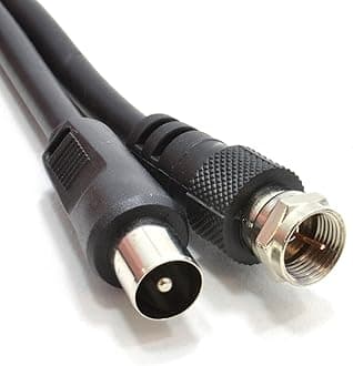 kenable Coaxial Satellite to TV Aerial Cable F type Plug to RF Fly Lead RG59 1.5m Black