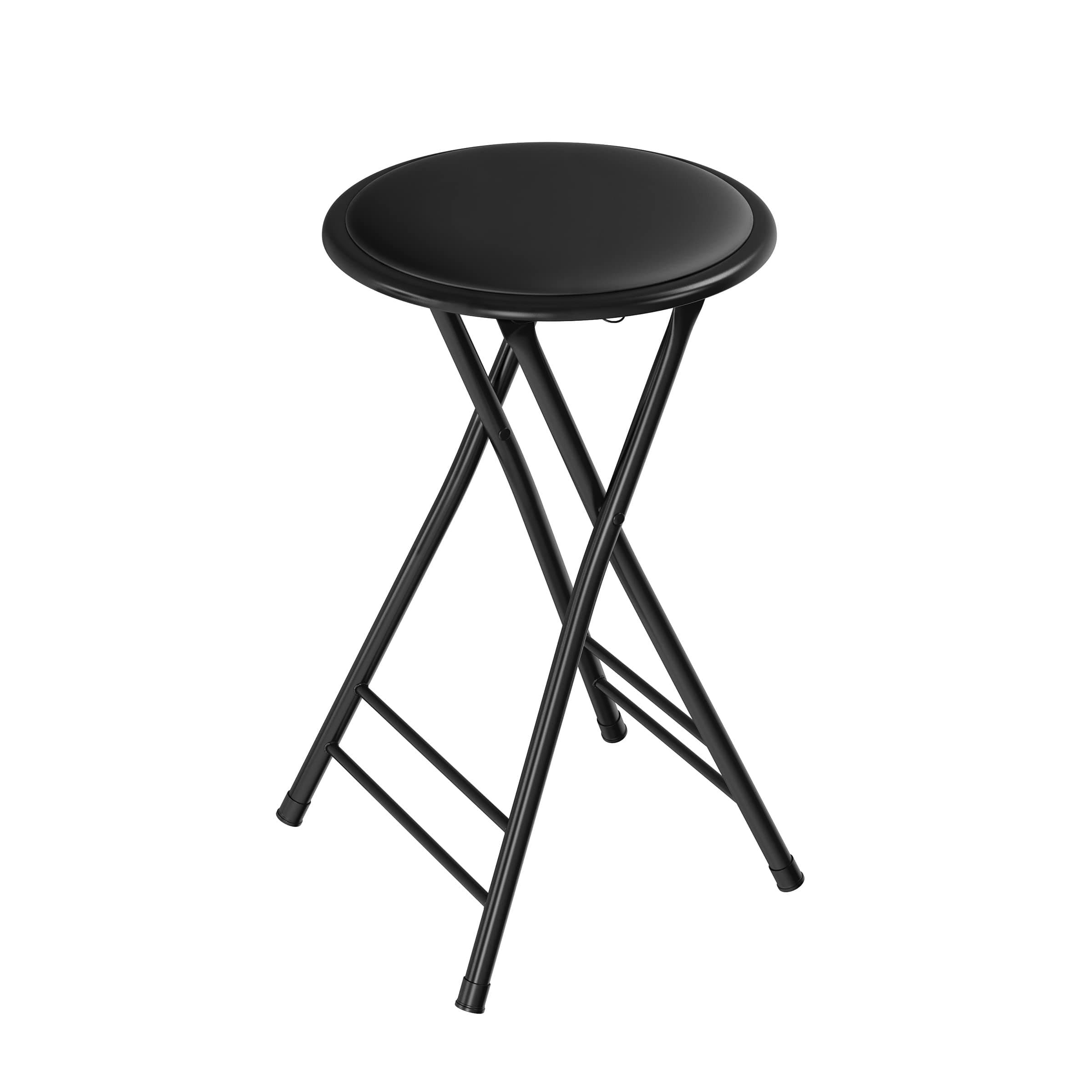 Lavish Home Folding Counter Height Stool – 24-Inch Portable Backless Bar Stool with 225lb Capacity – Space-Saving Foldable Compact Seating for Kitchen Counter, Game Room, or Extra Guests (Black)