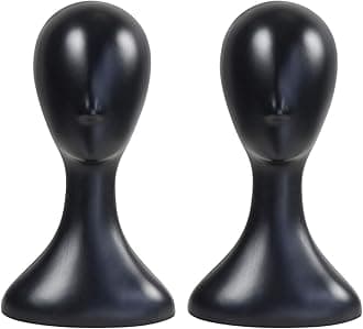 16 Inch Studio Limited Professional Plastic Mannequin Head Durable Women Model Wig Head Stand Torso Styling Making Display Holder with Jack for Wigs, Hat, Mask, Headdress, Necklace (Black, 2 Pack)