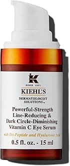 Kiehl's Powerful-Strength 10% Vitamin C Eye Serum, Line-Reducing & Dark Circle Diminishing Eye Cream, Smooths & Hydrates Undereye, for Puffiness & Lines, with Hyaluronic Acid & Tri-Peptide - 0.5 fl oz