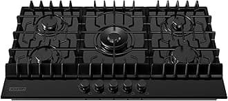Empava 36" Gas Stove Cooktop NG/LPG Convertible with 5 Italy Sabaf Sealed Burners in Black Tempered Glass